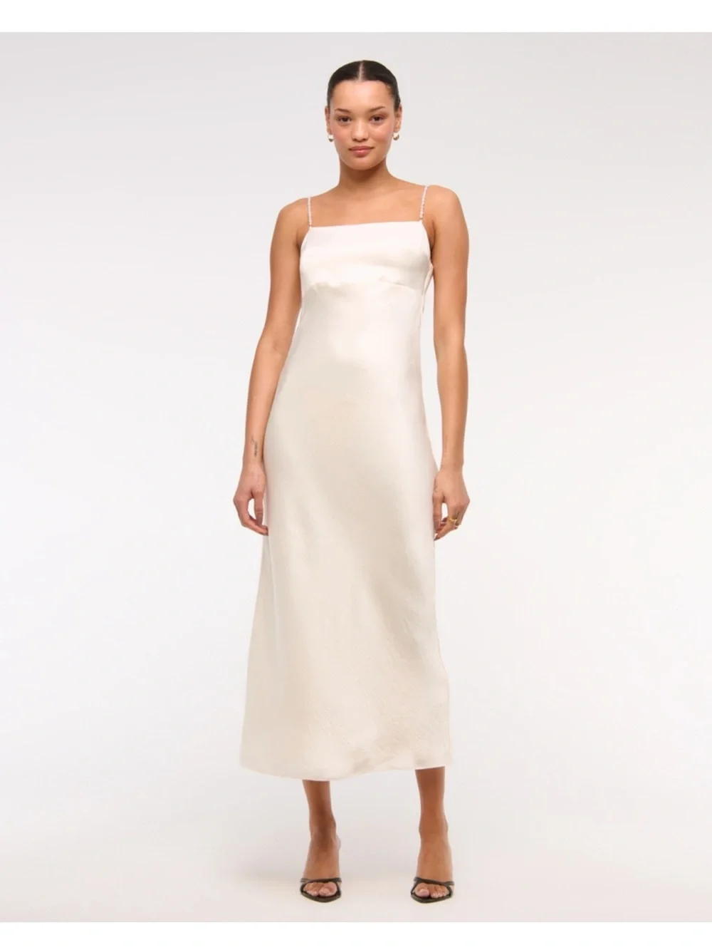 Faux Pearl Strap Maxi Dress